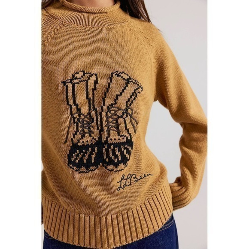 NWT!! FREE PEOPLE x L.L. BEAN Cotton Rollneck Sweater Hiking Boots Large - Picture 5 of 14